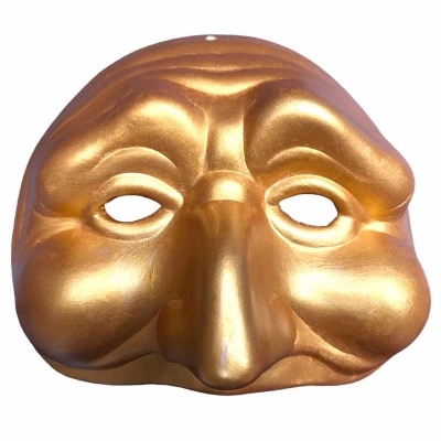 Maschera di Pulcinella oro antico in ceramica 21 cm
