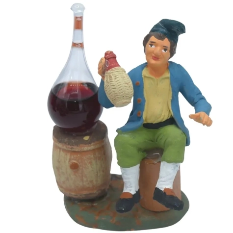 Ubriacone con damigiana in vetro in terracotta 10 cm