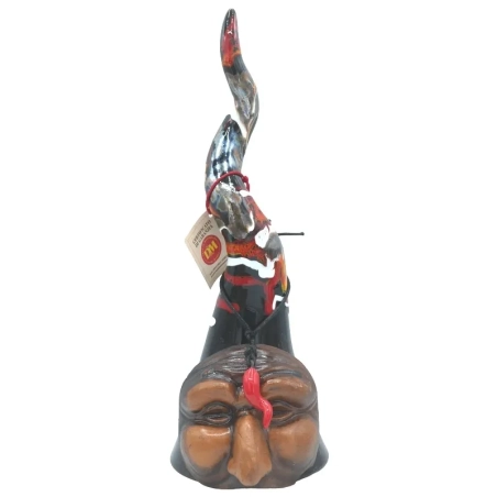 Corno Pulcinella in ceramica bianco nero 25 cm