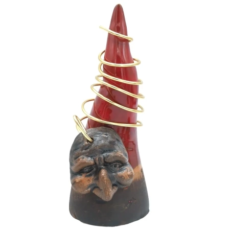 Corno pulcinella rosso opera in ceramica da tavolo 12 cm