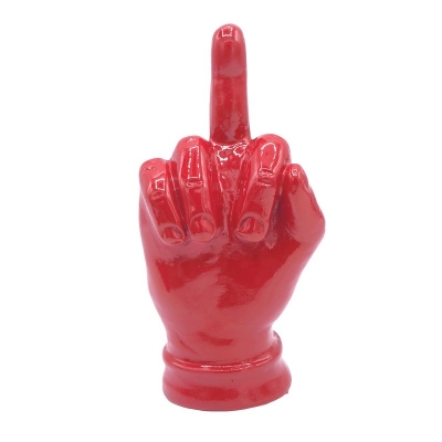 Mano dito medio rossa in ceramica 12 cm