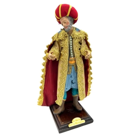 Tris di Re Magi occhi in vetro e vestiti in stoffa san leucio 25 cm