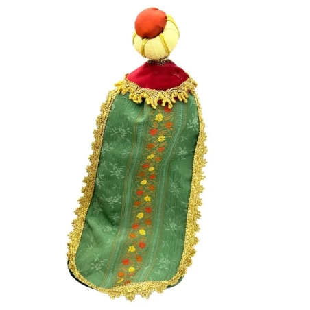 Tris di Re Magi occhi in vetro e vestiti in stoffa san leucio 25 cm
