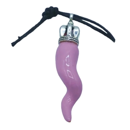 Corno Ciondolo rosa in ceramica 4 o 5 cm