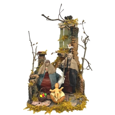 Natività in terracotta 12 cm con vestiti in stoffa