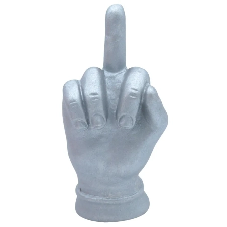 Mano dito medio argento in ceramica 12 cm