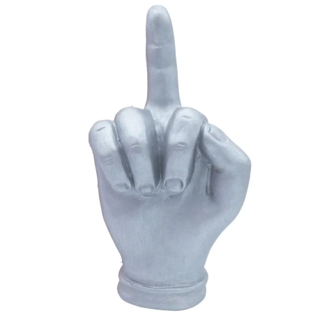 Mano dito medio argento in ceramica 18 cm