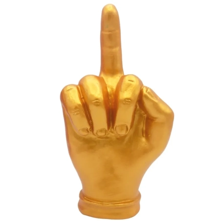 Mano dito medio oro antico in ceramica 17 cm