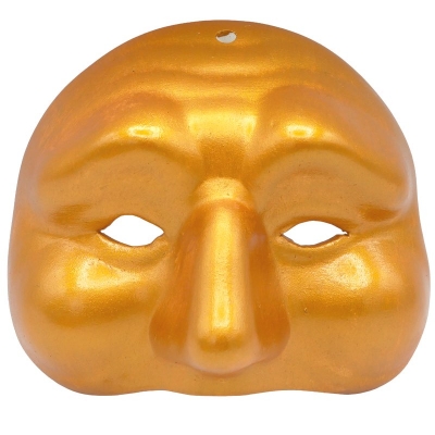 Maschera di Pulcinella oro in ceramica 12 cm