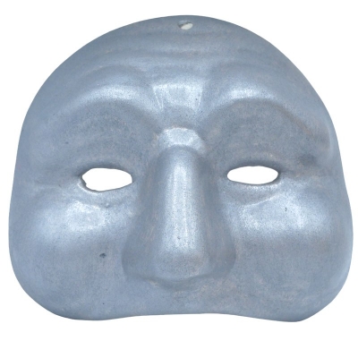 Maschera di Pulcinella argento in ceramica 12 cm