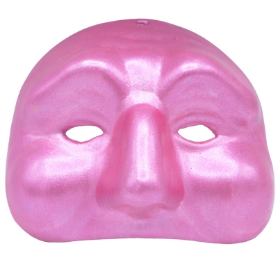 Maschera di Pulcinella rosa metalizzato in ceramica 12 cm