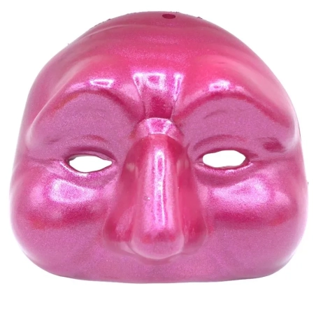 Maschera di Pulcinella fucsia metalizzato in ceramica 12 cm
