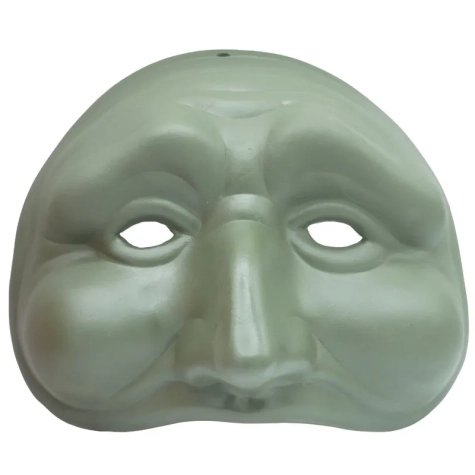 Maschera di Pulcinella verde satinato in ceramica 21 cm