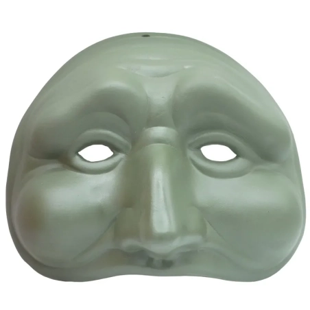 Maschera di Pulcinella verde satinato in ceramica 21 cm