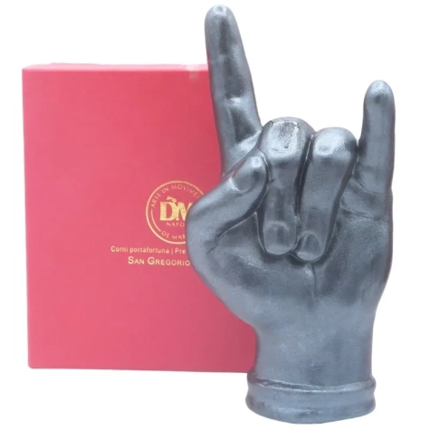 Corna mano grigio metalizzato in ceramica 21 cm 2
