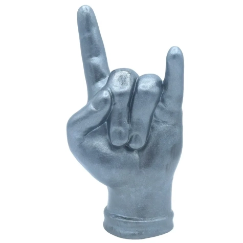 Corna mano grigio metalizzato in ceramica 21 cm