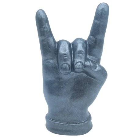 Corna mano grigio metalizzato in ceramica 12 cm