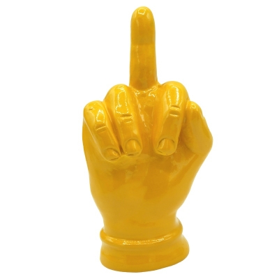Mano dito medio giallo in ceramica 12 cm