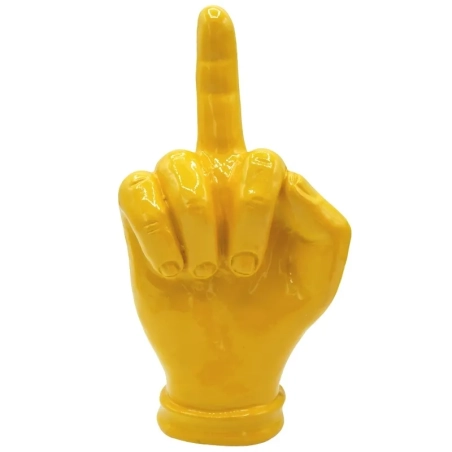 Mano dito medio gialla in ceramica 17 cm