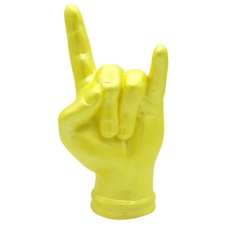 Corna portafortuna giallo oro in ceramica 21 cm