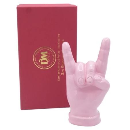 Corna mano rosa in ceramica 12 cm