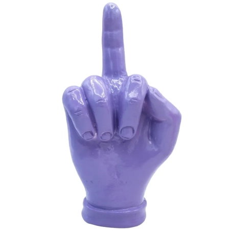 Mano dito medio viola in ceramica 18 cm