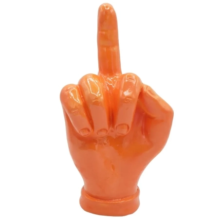 Mano dito medio arancione in ceramica 18 cm