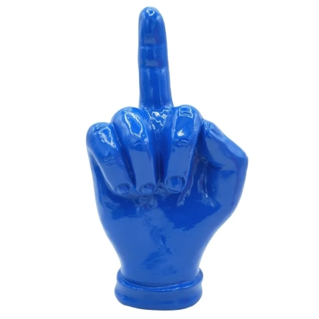 Mano dito medio blu in ceramica 18 cm