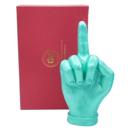 Mano dito medio verde metalizzato in ceramica 18 cm