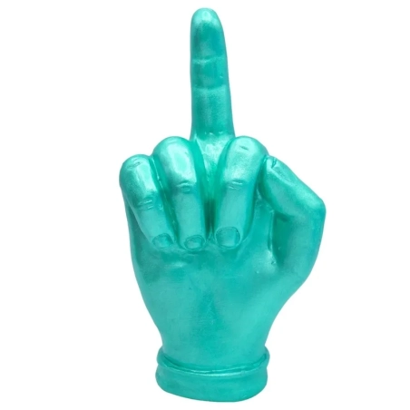 Mano dito medio verde metalizzato in ceramica 18 cm