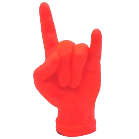 Corna mano arancione fluo in ceramica 21 cm