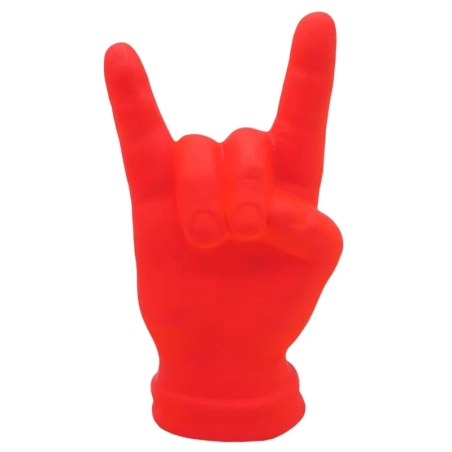 Corna mano arancione fluorescente in ceramica 12 cm