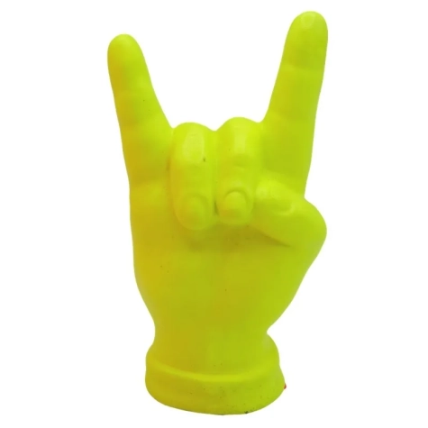 Corna mano giallo fluorescente in ceramica 12 cm