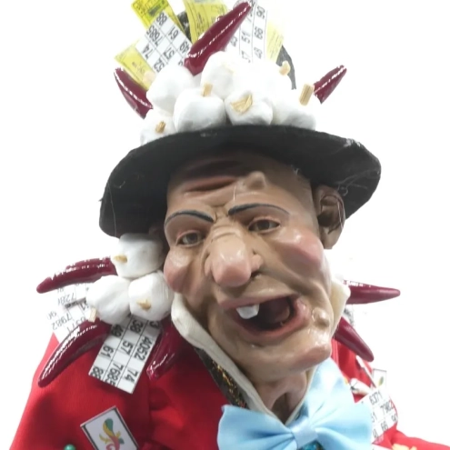 Gobbo scio scio con giacca rossa e occhi in vetro 50 cm