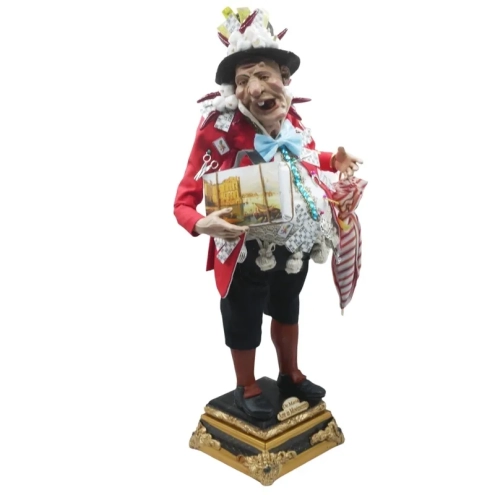 Gobbo scio scio con giacca rossa e occhi in vetro 50 cm