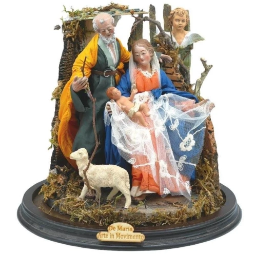 Campana con natività statuine del 700 napoletano da 30 cm
