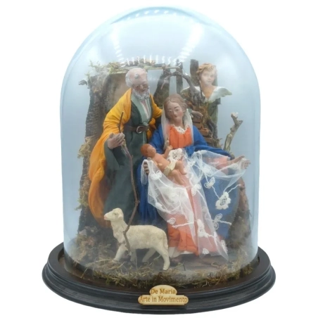 Campana con natività statuine del 700 napoletano da 30 cm