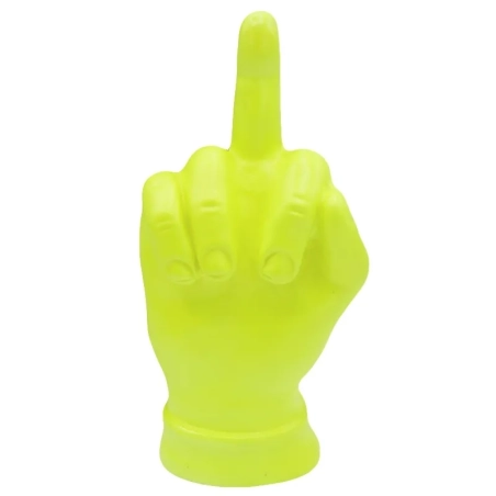 Mano dito medio giallo fluo in ceramica 12 cm
