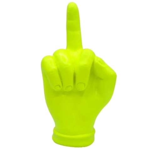 Mano dito medio giallo fluo in ceramica 18 cm