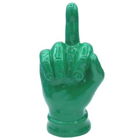 Mano dito medio verde in ceramica 12 cm