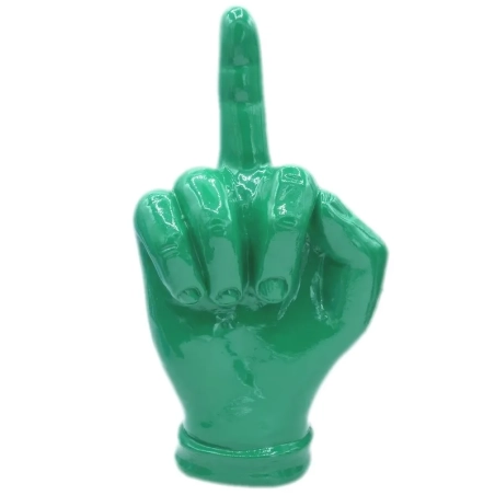 Mano dito medio verde in ceramica 18 cm