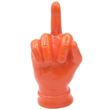 Mano dito medio arancione in ceramica 12 cm