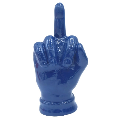 Mano dito medio blu notte in ceramica 12 cm