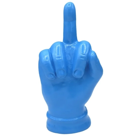 Mano dito medio azzurro in ceramica 12 cm