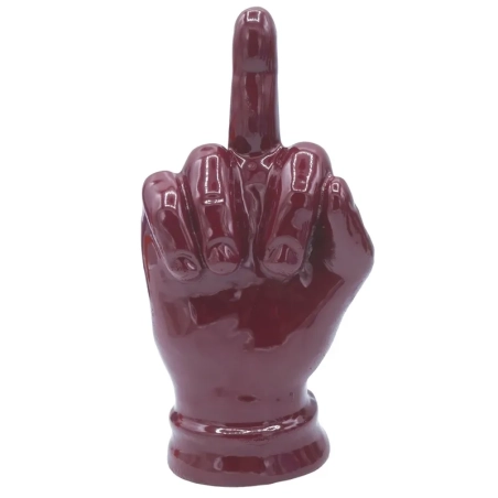 Mano dito medio azzurro in ceramica 12 cm