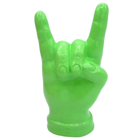 Corna mano verde acido in ceramica 12 cm