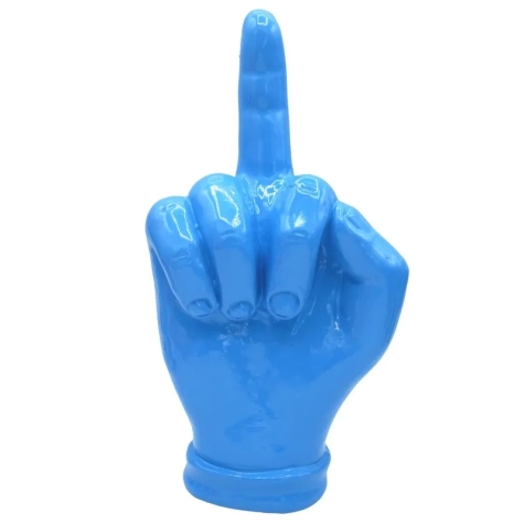 Mano dito medio azzurro in ceramica 18 cm