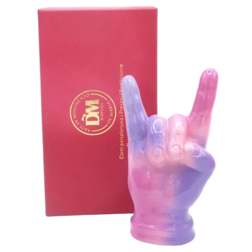 Corna mano fucsia multicolore in ceramica 12 cm