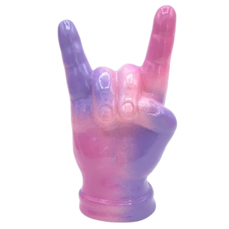 Corna mano fucsia multicolore in ceramica 12 cm
