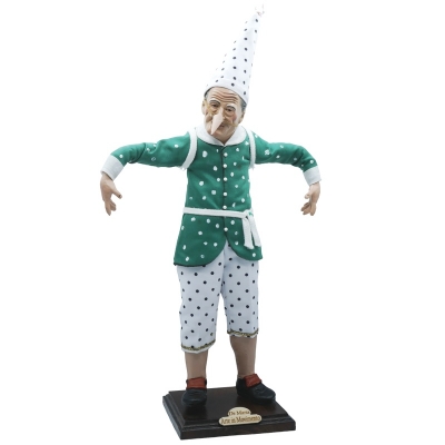 Statuina di Totò Pinocchio con occhi in vetro e vestiti in stoffa 40 cm